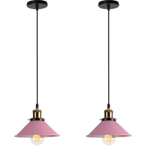 U-Do 2Pcs Suspension Luminaire illuminé Vintage Lustre Cage en Métal Rose 22cm Lampe Exquise pour Salon Couloir Entrée (1/4)