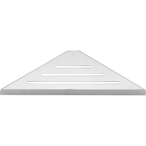 Étagère d'angle de salle de bain (argentée) pour douche, sans perçage, en acier inoxydable 304, robuste et creuse, idéale pour ranger un porte-shampoing. (1/5)