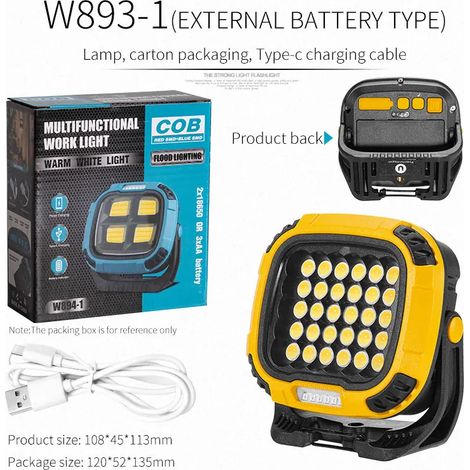 Lampe torche LED rechargeable - Batterie externe portable - Camping - Étanche - Longue portée