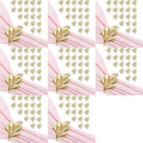 160 ronds de serviette dorés à la feuille d'or - Ronds de serviette dorés pour serviettes de table - Ronds de serviette de fête d'automne (1/5)