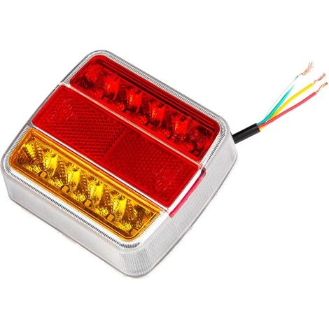 Feux arrière LED pour remorque - 12 V - Universel - Étanche - Avec lampe de plaque d'immatriculation - Pour caravane/camion/remorque/feu arrière/bateau (10 ampoules LED) (1/5)