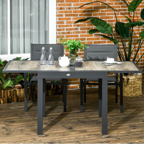 Ausziehbarer Gartentisch aus Aluminium in Holzoptik Beige 160 x 80 x 75 cm (1/5)