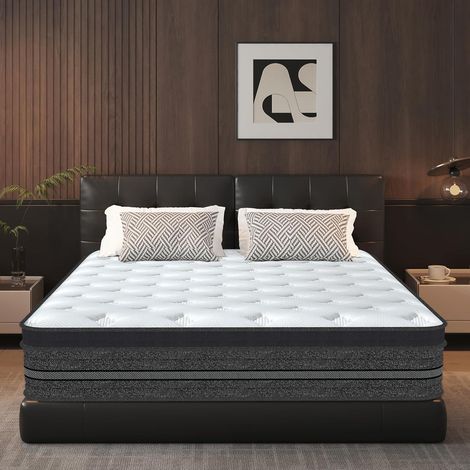 Matelas 140x200 cm,Épaisseur 30 cm.Hybride,Ressorts ensachés indépendants et mousse à mémoire de forme,7 Zone, Isolation du Mouvement, Mi-Ferme, Soutien Parfait