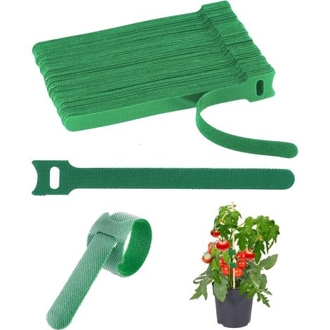 100 Pièces Ruban Adhésif pour Plantes,10 x 100 MM Verstellbarer Liens Plantes avec Velcro Stable Résistant aux Intempéries,Ruban Adhésif Réutilisable Plante,pour Fixer Soutenir Plante,Vert (1/5)
