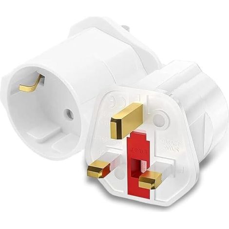 Reiseadapter für UK-Stecker, englischer Stecker, deutscher Stecker, Reise-Stromadapter, Schuko-Stecker, EU-auf-UK-Adapter, weiß (1/4)