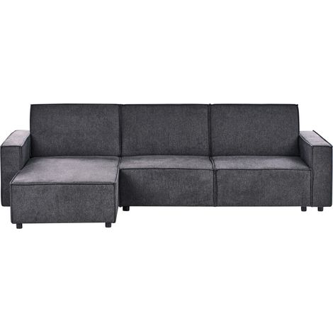 Sofá cama esquinero tapizado en tela gris grafito 3 plazas derecha Romedal II