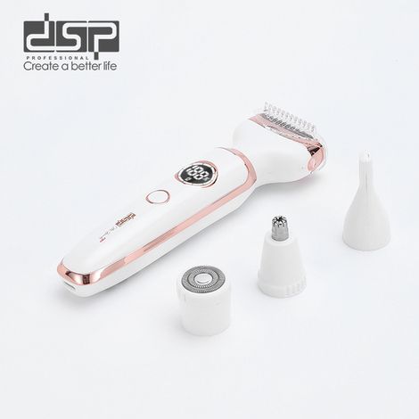 Appareil d'épilation électrique pour femmes, comprenant des appareils pour l'épilation des aisselles, des jambes et du pubis, ainsi qu'une râpe à pieds. (1/5)