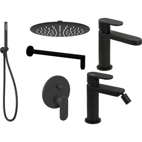 Composizione bagno con kit doccia nero opaco Ponsi Versilia KITVERSILIA4NO (1/5)
