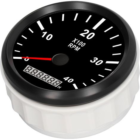 Tachymètre moteur 85 mm 0-4000 tr/min avec compteur horaire 0,0-99999,9 h, étanche IP67, antibuée, rétroéclairage rouge, pour voiture, camion, bateau (1/5)