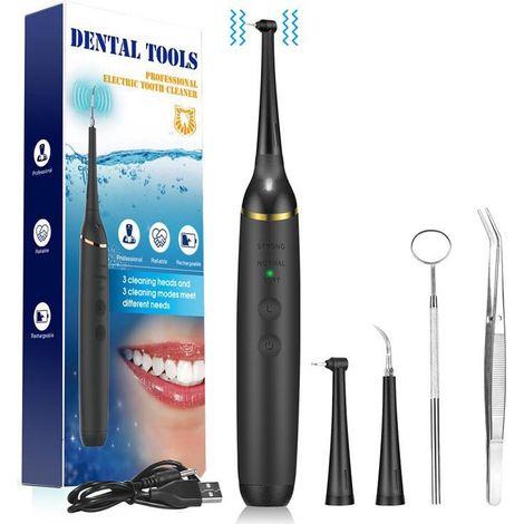 Détartreur dentaire électrique portable pour adultes, outil de soin bucco-dentaire, élimine le tartre et la plaque, blanchiment des dents, appareil de nettoyage dentaire à domicile (1/5)