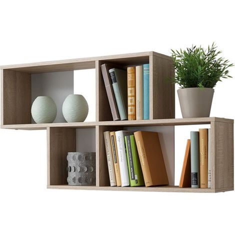 Étagère Murale Design "Orian" 100cm Chêne & Blanc (1/3)