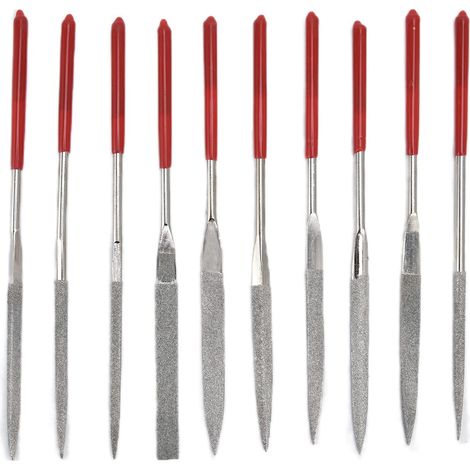 10-teiliges Set aus runden, quadratischen Nadelfeilen, Karabinerfeilen für Juweliere, Glas, Metall, Holz (5 180 mm) (1/5)