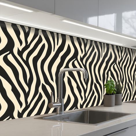 REVETEMENT MURAL DE CUISINE, CRÉDENCE DE CUISINE Zebra - Print - Classic - Black 150x80 (1/5)
