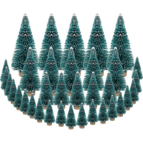 35Pcs Christmas Tree, Artificial Christmas Tree Mini Sisal Trees with Wooden Base Ideal for Christmas Decoration, Bedroom, DIY, Party - 4 Sizes (1/5)