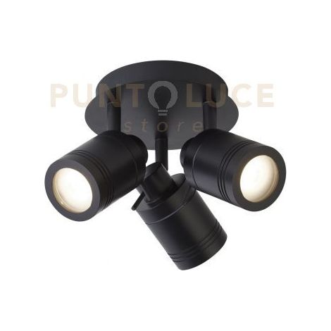 Searchlight Samson Placca da bagno a 3 luci IP44, nero opaco IP44