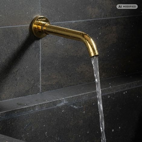Sortie PaulGurkes en or pour robinetterie de lavabo ronde 28 cm entrée de baignoire (1/4)