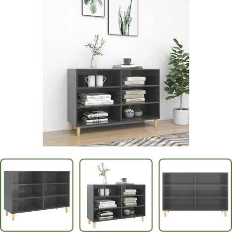 vidaXL Étagères - Buffet Gris brillant 103,5x35x70 cm bois d'ingénierie (1/5)