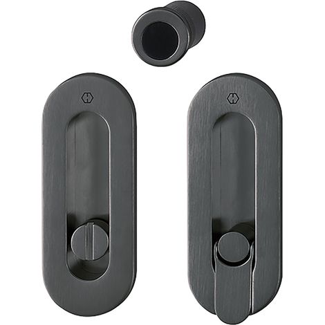 HOPPE Schiebetürmuschel Set M472 -WC, ovale Rosette, Messing schwarz satiniert (1/4)