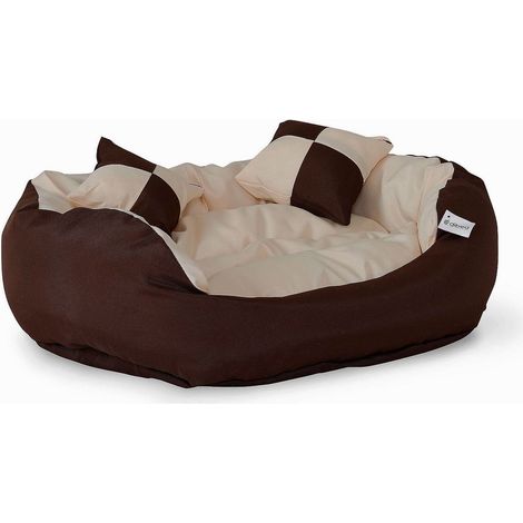lionto 4-1-in Katzenbett aus Oxfordgewebe, Größe (S) 65x50 cm, braun/beige (1/5)