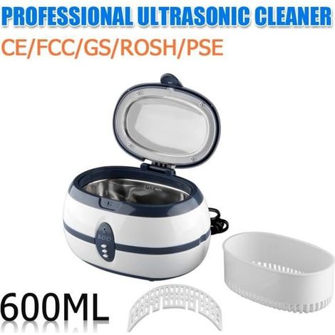 FLOUREON 600ml Appareil Nettoyeur à Ultrasons de Bijoux Réservoir Automatique pour Lunettes Bagues Colliers Dentures Montres (1/4)
