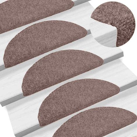 Lot de 5 Tapis d'escalier autoadhésifs - Tapis de marche pour Enfants, Aînés et Animaux Marron 65x21x4cm Aiguilleté BV451921 - BonneVie (1/5)