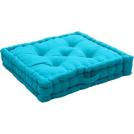 Coussin de Sol Uni "Panama" 50x50cm Turquoise