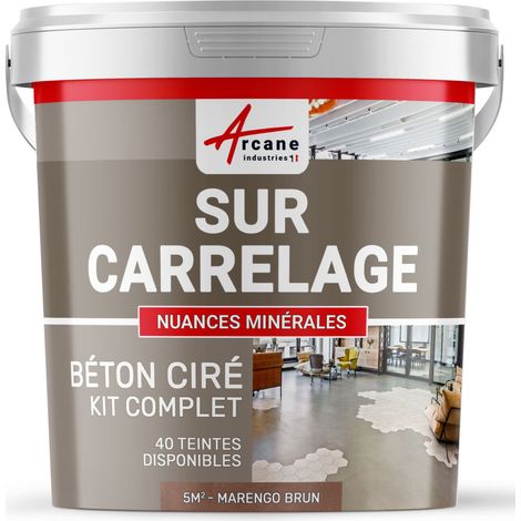 Béton ciré sur carrelage, cuisine, salle de bain, mural, sol, plan de travail, décoratif, revêtement, douche, kit - 5 m² (en 2 couches) Melon Orange - ARCANE INDUSTRIES
