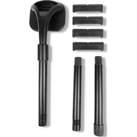 Portable body and back shaver with long handle for full body hair removal (04019) - AquaForge