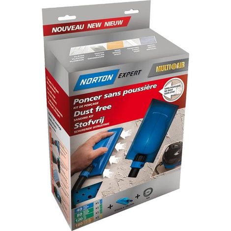 Norton Expert Hand-Schleifset 93 x 185 mm inklusive Absaugung und 4 Schleifbögen