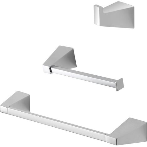 Set con appendino, porta rotolo e porta salviette a muro cromo Giza (1/5)