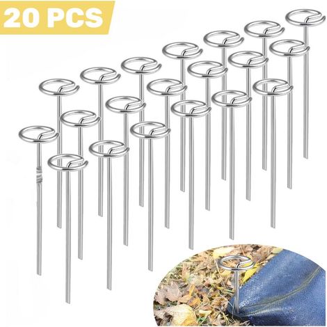 20 Pcs Agrafes de Jardin Circulaires 11 Gauge, 6 Pouces Piquets de Toile de Paysage Galvanisés, Épingle Sol Lourde pour Barrière à Mauvaises Herbes et Gazon (1/5)