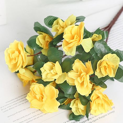 Azalea Artificielle - Bouquet Floral en Tissu avec Feuillage Vert - Décoration Intérieure Extérieure pour Mariage Fête Maison - 34 cm - 1 pièce (1/5)
