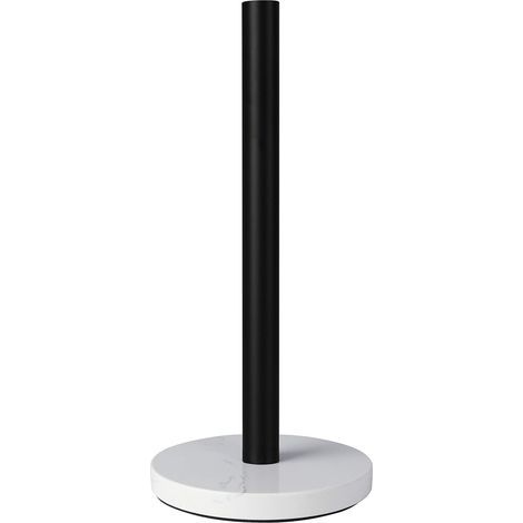 Porte-essuie-tout sur pied avec base en marbre pour cuisine et salle de bain(Noir mat, base blanche) (1/5)