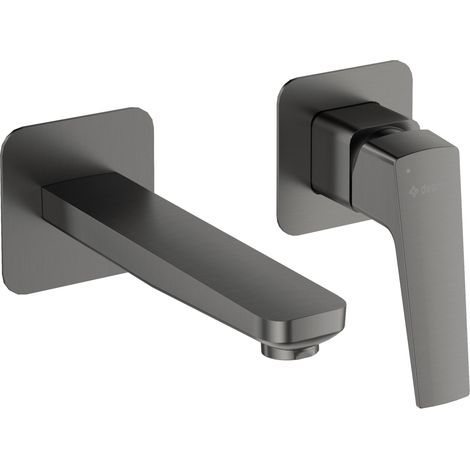 Miscelatore lavabo a muro bocca 18 cm colore PVD Titanio Deante BLUR BQLD54L Titanio