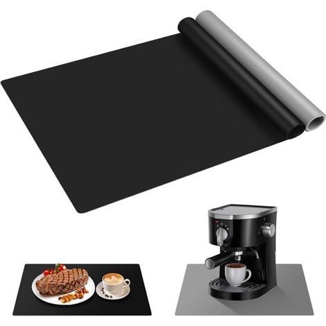 Alfombrilla de cocina de silicona de 2 piezas，Protector de encimera，Alfombrilla resistente al calor，40x60 cm，Negro/Gris (1/5)
