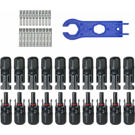 10 Paires / 20 Paires De Connecteurs De Cable De Panneau Solaire Male/Femelle Avec Outil D'Assemblage De Cle Pour Systeme Pv, 10 Paires - 10 Paires (1/5)