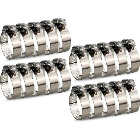 Hose clamp set - 20 pcs - Hose clamps - for garden hose, drain hose or shower hose - Stainless steel hose clamp - Ø10-16mm - (1/4)