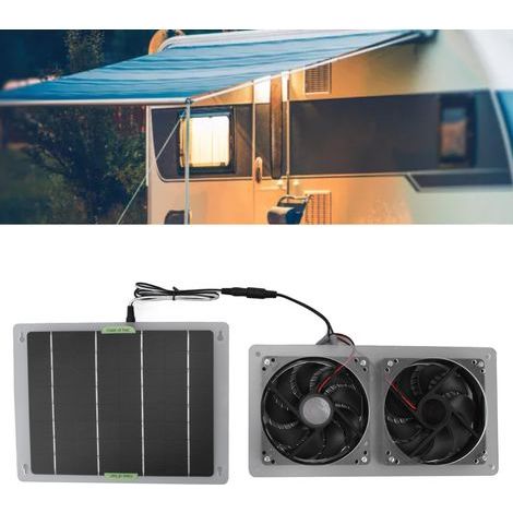 Kit Ventilateur Solaire 100W 12V Étanche avec Panneau, Double Extraction Portable pour Serre et Maison (1/5)