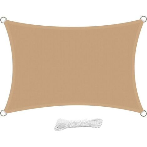 Voile D'ombrage Rectangulaire 2x3 Mètre Imperméable Voile Ombrage Résistant À L'eau Anti Uv 3x2 M Pour Jardin Terrasse Patio, Sable (1/5)