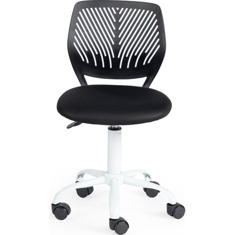 FurnitureR Farbenfroher Bürostuhl, ergonomischer Drehstuhl mit höhenverstellbarer Sitzfläche für Computer, Schreibtischstuhl mit 5 Rollen für Homeoffice, Arbeitsstuhl, schwarz