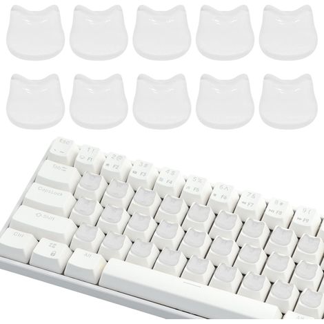 80 pièces de Bulles de Clavier en Verre à Motif Chat pour Ongles Longs, Touches et Autocollants Transparents et Mignons en Relief pour Une Frappe Confortable même avec Les Ongles Longs, compatibles (1/5)