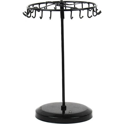 Présentoir à bijoux, présentoir à bijoux rotatif en métal avec 23 crochets, support à bijoux, présentoir de rangement pour colliers, bracelets, bagues et boucles d'oreilles, 34 cm de haut x 20 cm de l (1/5)