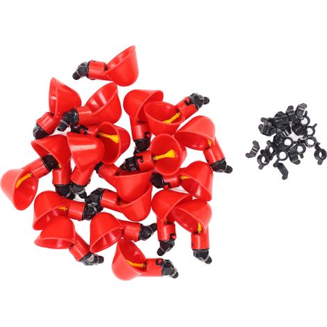Lot de 20 abreuvoirs automatiques pour poules, sûrs et non toxiques (rouge). (1/5)