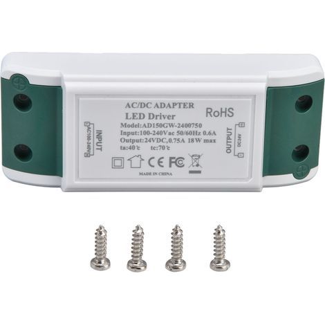 Alimentation LED 24V DC 0.75A 18W pour bandes lumineuses - Transformateur AC100‑240V silencieux (1/5)