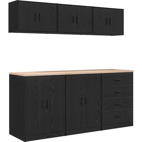 Maison Exclusive - Armadi da Garage 6 pz Neri in Legno Multistrato