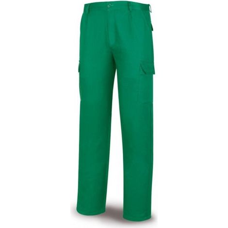 Pantalón MARCA PL 388PV verde poliéster/algodón 200 g. Multibolsillos T-48