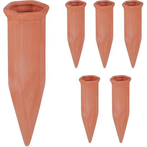 Arrosoirs coniques, couleur terre cuite, lot de 6, pour pots de fleurs et plantes en pot, couleur terre cuite