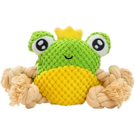 Peluche Frog Jouet pour chien – sonore avec Rope Knots – pour chiot dentition Tug-of-War