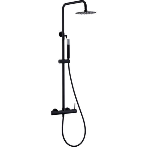 Imex - Columna Ducha Monomando con Grifo Negro Serie Monza