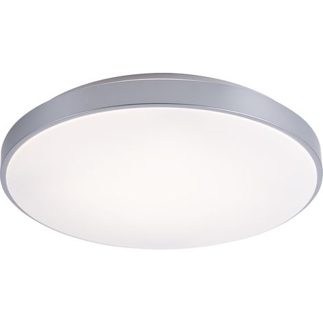 Deckenlampe weiß Schlafzimmerlampe modern Deckenleuchte dimmbar, LED Fernbedienung CCT, Metall Acryl silber, 1x LED 24W 1800lm 2700-6500K, DxH 50,5x8 cm